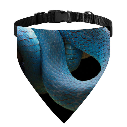 Blue Viper Snake Print Over The Collar Dog Bandana