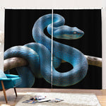 Blue Viper Snake Print Pencil Pleat Curtains