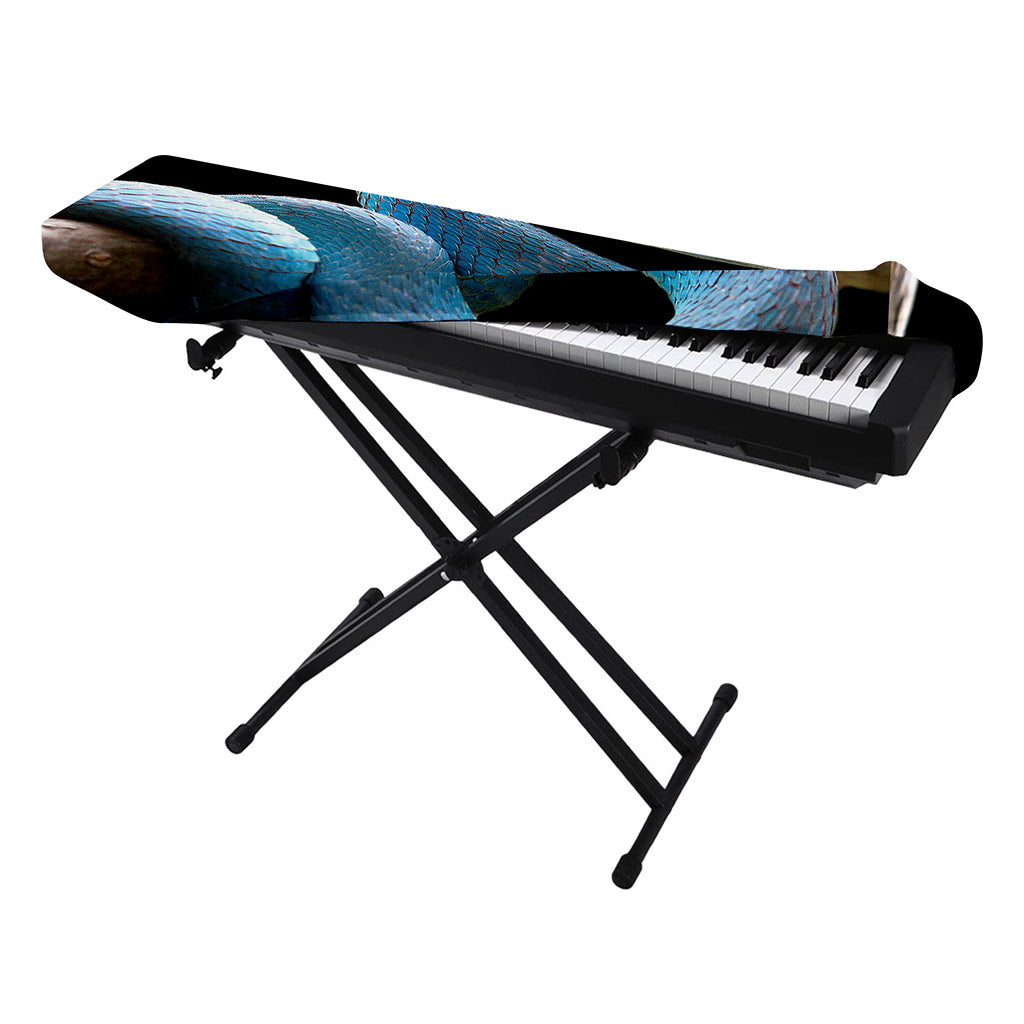 Blue Viper Snake Print Piano Keyboard Cover