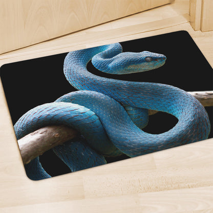 Blue Viper Snake Print Polyester Doormat