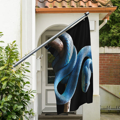 Blue Viper Snake Print Polyester Flag