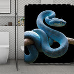 Blue Viper Snake Print Polyester Shower Curtain