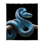 Blue Viper Snake Print Polyester Shower Curtain