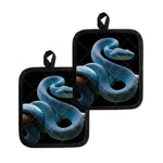 Blue Viper Snake Print Pot Holders