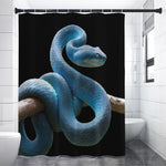 Blue Viper Snake Print Premium Shower Curtain