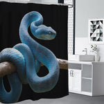 Blue Viper Snake Print Premium Shower Curtain
