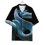 Blue Viper Snake Print Rayon Hawaiian Shirt