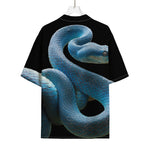 Blue Viper Snake Print Rayon Hawaiian Shirt