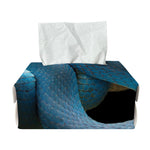 Blue Viper Snake Print Rectangle Tissue Box Cover