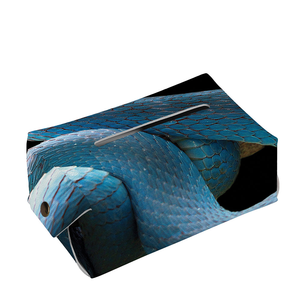 Blue Viper Snake Print Rectangle Tissue Box Cover
