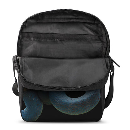 Blue Viper Snake Print Rectangular Crossbody Bag