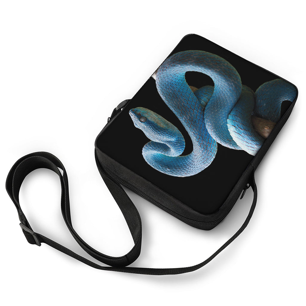 Blue Viper Snake Print Rectangular Crossbody Bag