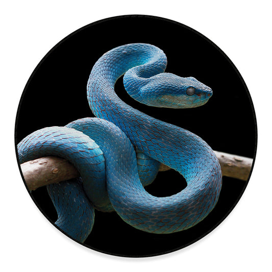 Blue Viper Snake Print Round Floor Mat