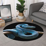 Blue Viper Snake Print Round Rug