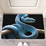 Blue Viper Snake Print Rubber Doormat