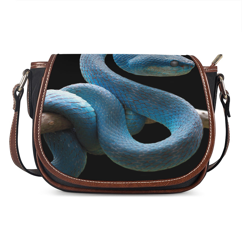 Blue Viper Snake Print Saddle Bag
