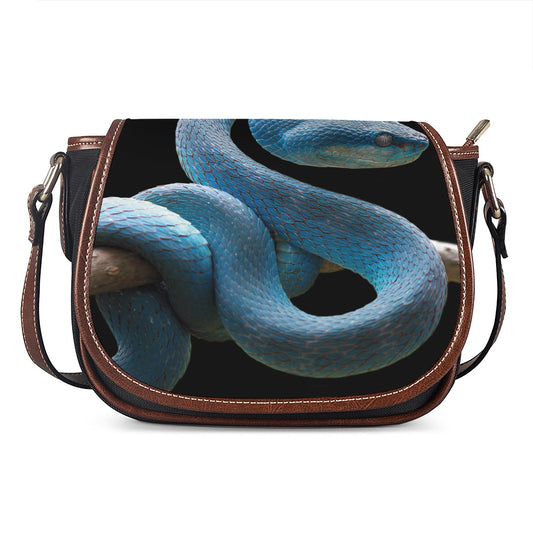 Blue Viper Snake Print Saddle Bag