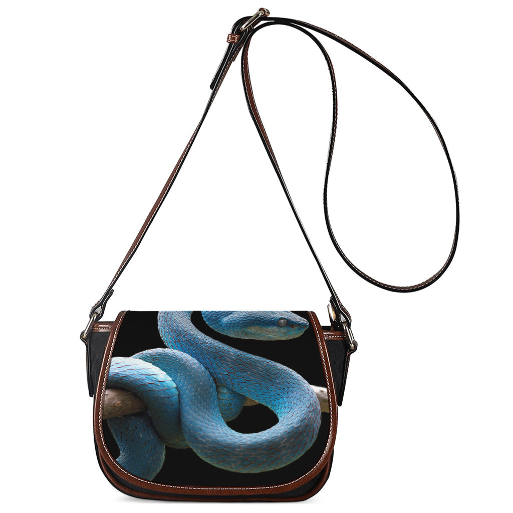 Blue Viper Snake Print Saddle Bag
