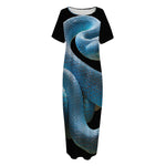 Blue Viper Snake Print Short Sleeve Long Nightdress