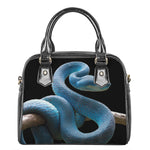Blue Viper Snake Print Shoulder Handbag
