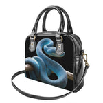 Blue Viper Snake Print Shoulder Handbag