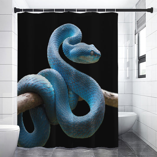 Blue Viper Snake Print Shower Curtain