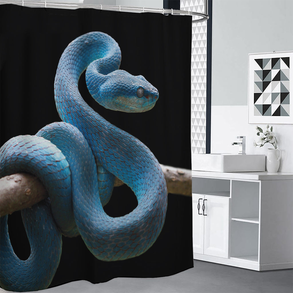 Blue Viper Snake Print Shower Curtain