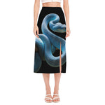 Blue Viper Snake Print Side Slit Midi Skirt