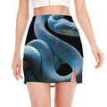 Blue Viper Snake Print Side Slit Mini Skirt
