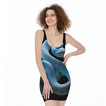 Blue Viper Snake Print Sleeveless Bodycon Dress