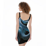 Blue Viper Snake Print Sleeveless Bodycon Dress