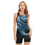 Blue Viper Snake Print Sleeveless One Piece Swimsuit