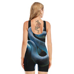 Blue Viper Snake Print Sleeveless One Piece Swimsuit