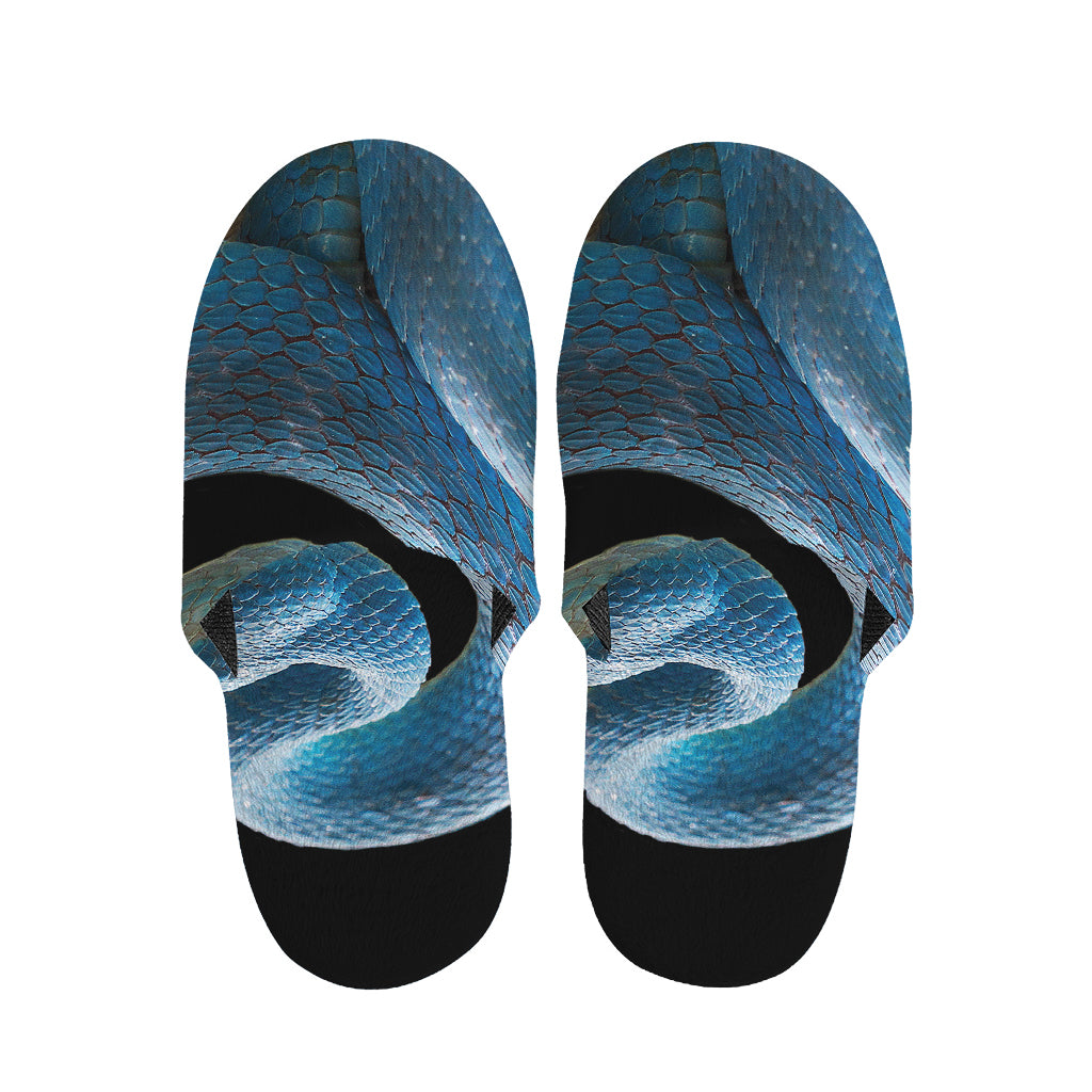 Blue Viper Snake Print Slippers