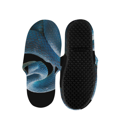 Blue Viper Snake Print Slippers