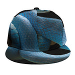 Blue Viper Snake Print Snapback Cap
