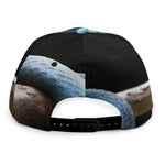 Blue Viper Snake Print Snapback Cap