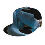 Blue Viper Snake Print Snapback Cap