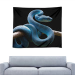 Blue Viper Snake Print Tapestry