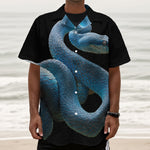Blue Viper Snake Print Textured Short Sleeve Shirt