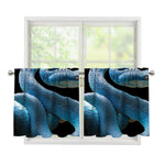 Blue Viper Snake Print Tier Curtains