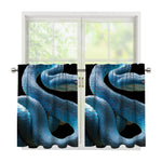 Blue Viper Snake Print Tier Curtains