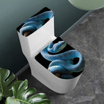 Blue Viper Snake Print Toilet Lid And Tank Cover Set