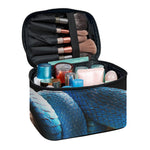Blue Viper Snake Print Travel Makeup Bag