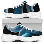 Blue Viper Snake Print White Chunky Shoes