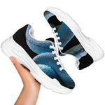 Blue Viper Snake Print White Chunky Shoes