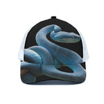 Blue Viper Snake Print White Mesh Trucker Cap