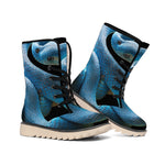 Blue Viper Snake Print Winter Boots