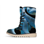 Blue Viper Snake Print Winter Boots