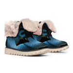 Blue Viper Snake Print Winter Boots